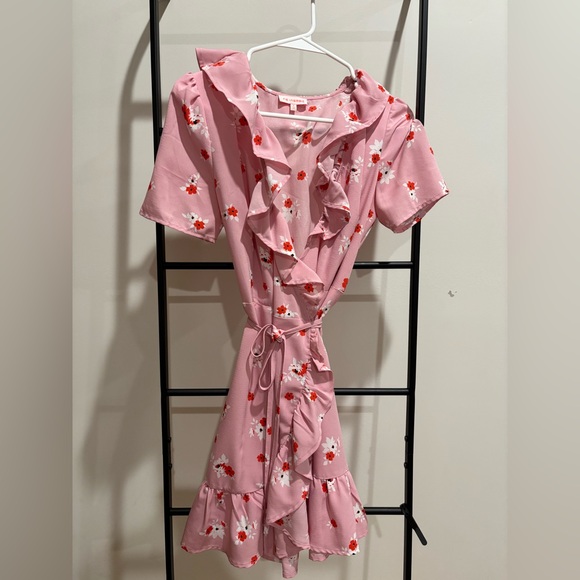 re:named Pink Floral Ruffle Mini Dress - Picture 1 of 2